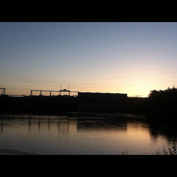 Sunset Photograph - Lake Wylie Dam At Catawba River, Fort by Aaron Justice
