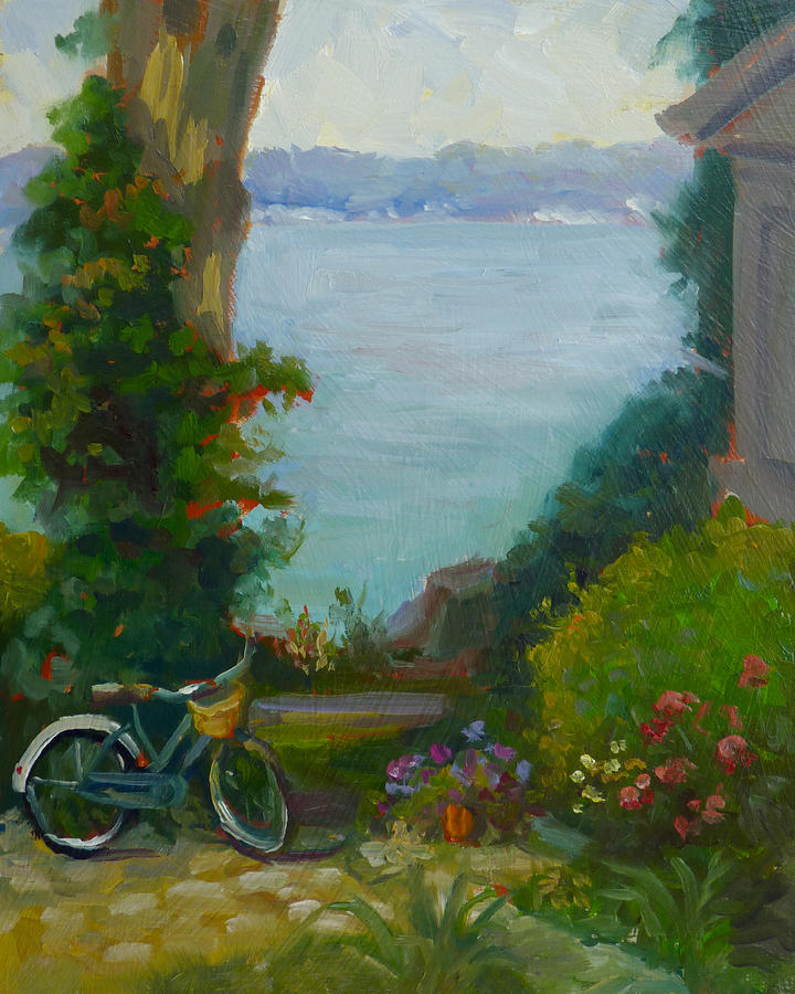 Lakeside Path Painting by Nora Sallows