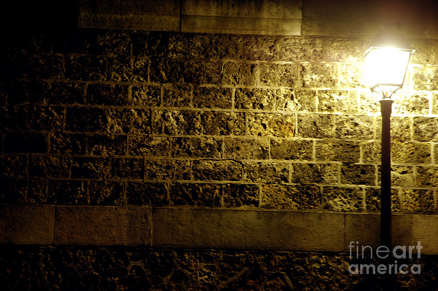 Lamp and a brick wall Photograph by Micah May