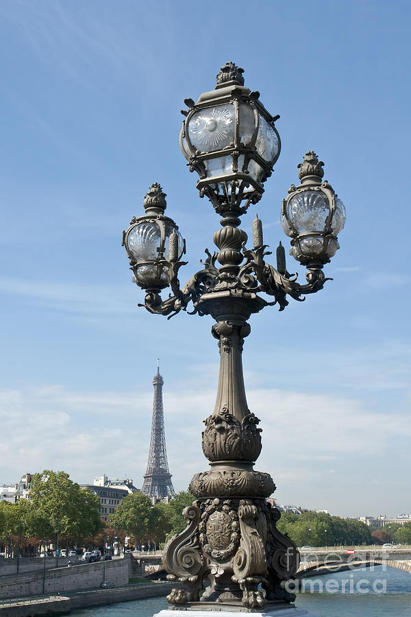 Lamp on Pont Alexandre III and Tour Eiffel Photograph by Fabrizio Ruggeri