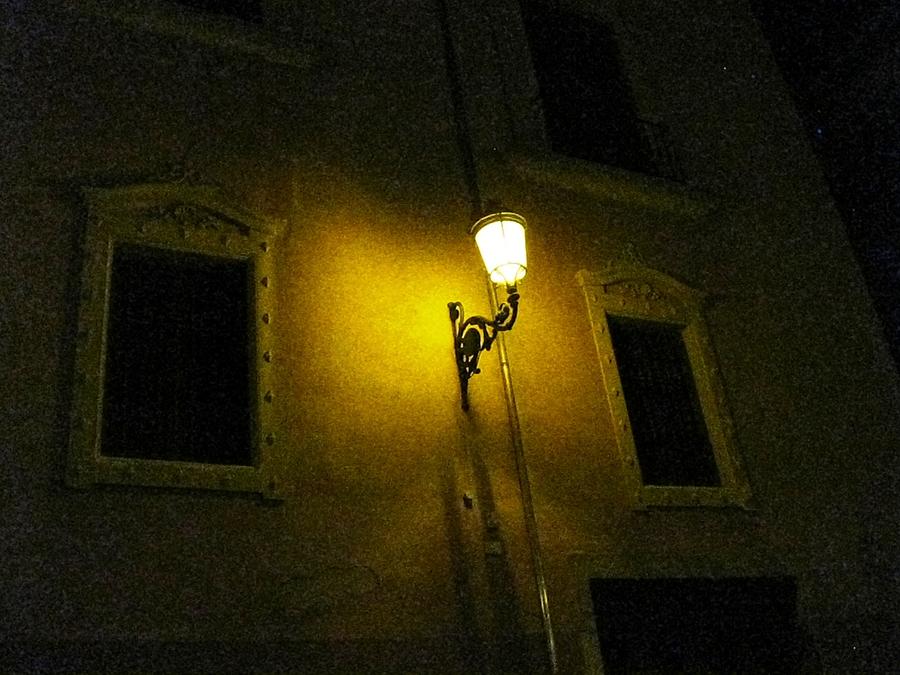 Up Movie Photograph - Lamp Post At Night Granada Spain by John Shiron
