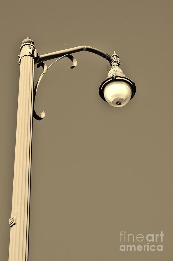 Lamp Post at Stuart Causeway in Sepia Photograph by Lynda Dawson-Youngclaus