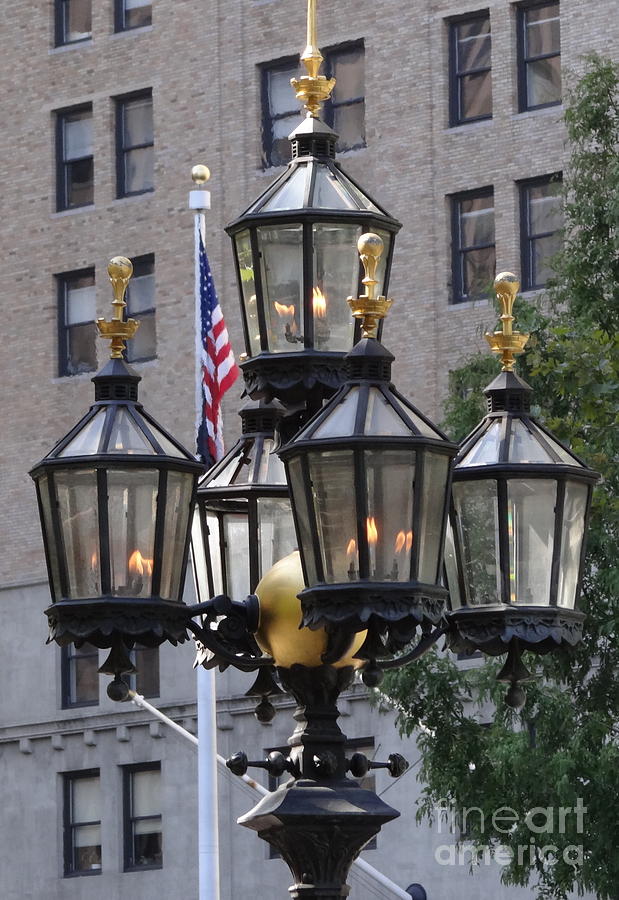 Lamps at NY City Hall Photograph by Padamvir Singh