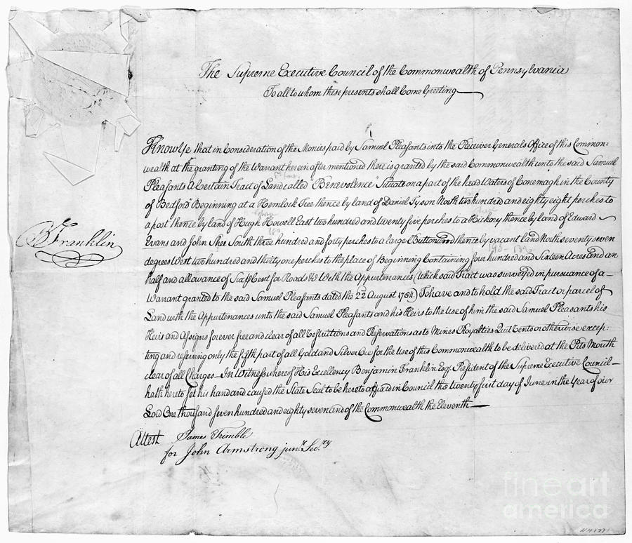 Land Grant, 1787 Photograph by Granger Fine Art America