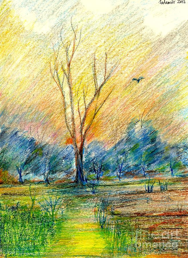 Landscape in Pastels Pastel by Padamvir Singh