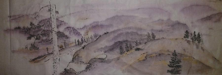 Landscape Shrouded In Purple Painting by Debbi Saccomanno Chan