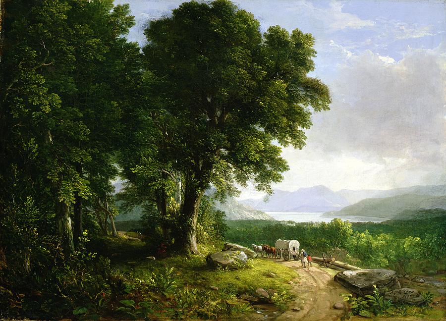 Mountain Painting - Landscape with Covered Wagon by Asher Brown Durand