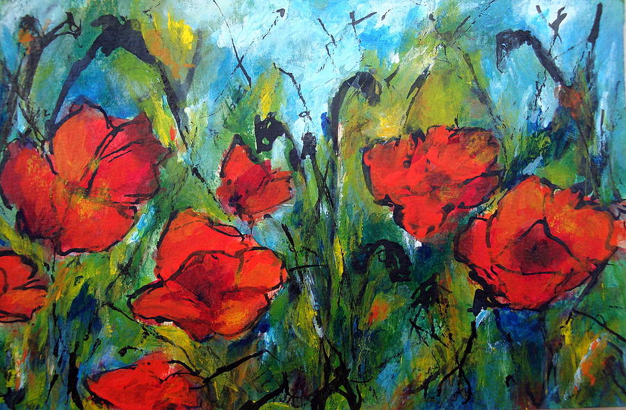 Languedoc Poppies No 2 Painting by Jackie Sherwood