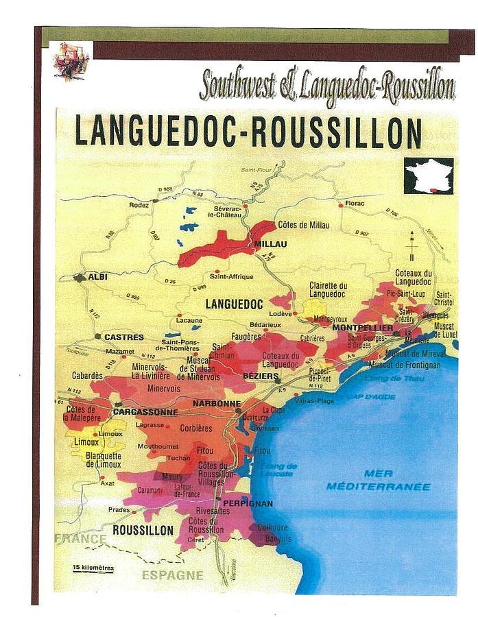 Languedoc-Roussillon wine region in France Drawing by None