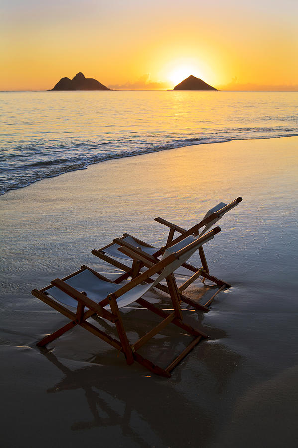 Lanikai Chairs at Sunrise Photograph by Tomas del Amo