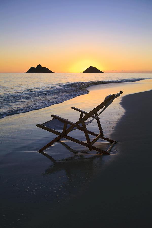 Lanikai Sunrise with Chairs Photograph by Tomas del Amo