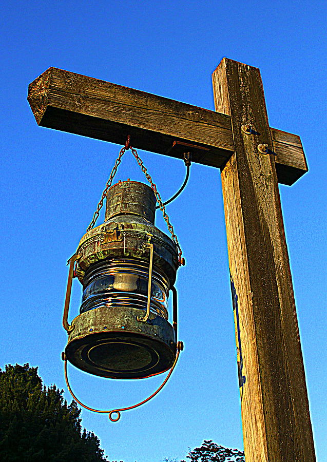 Lantern and Blue Sky Photograph by Suzanne DeGeorge