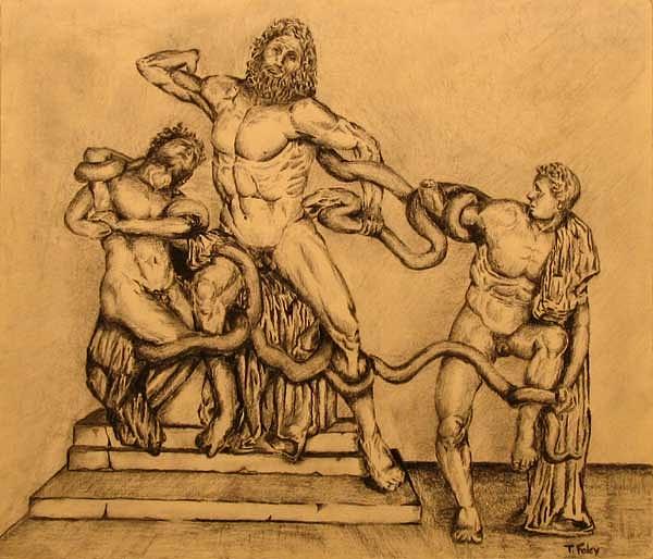 Greek Mixed Media - Laocoon and his sons by Tim Foley