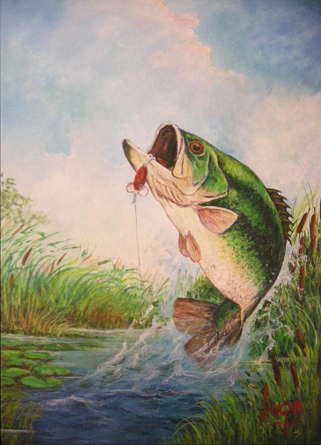 Bass Painting - Largemouth bass by Jose Lugo