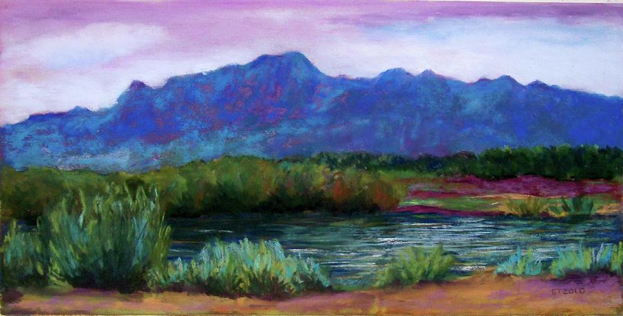 Las Cruces Bosque Painting by Melinda Etzold