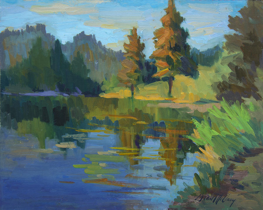 Late Afternoon Light at Harrys Pond Painting by Diane McClary