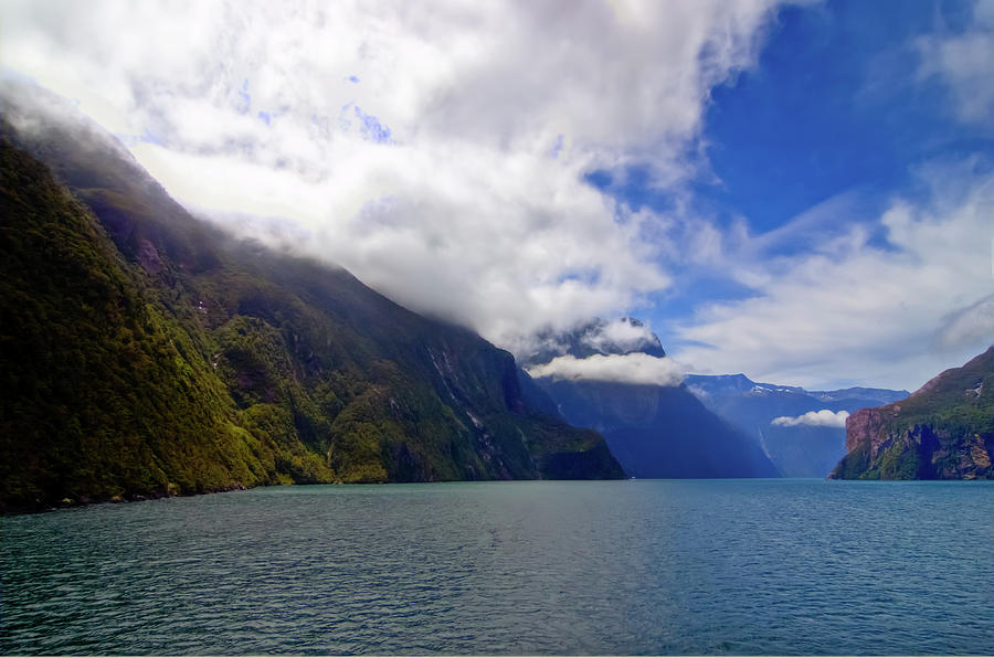 Late Morning Rising Clouds at Milford Sound Photograph by Harry Strharsky