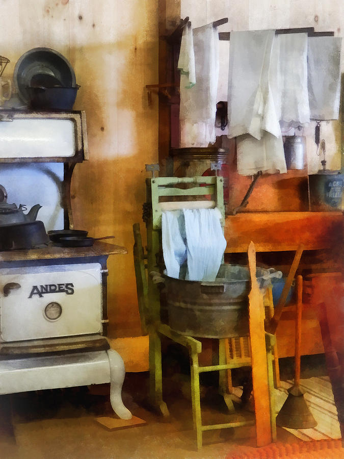 Stove Photograph - Laundry Drying in Kitchen by Susan Savad