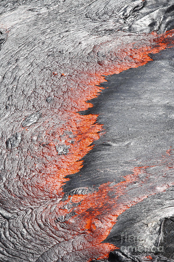 Lava Flowing From Under Crust Of Lava Photograph by Richard Roscoe ...