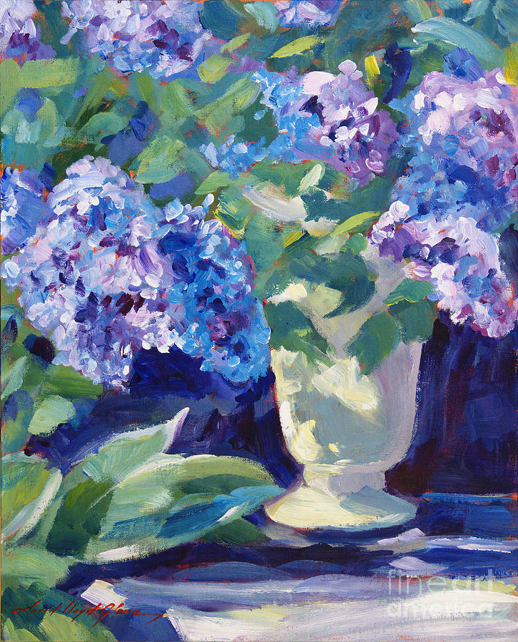 Lavender Hydrangeas Painting by David Lloyd Glover