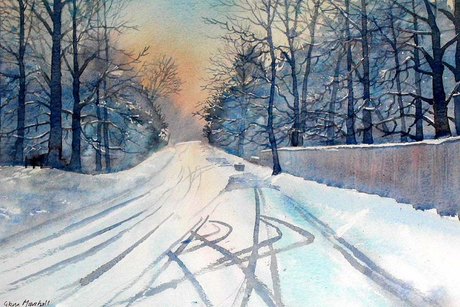 Layby in the Snow Painting by Glenn Marshall