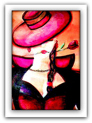 Red Hat Painting - Le Bolero et La Rose by Danielle  Parent