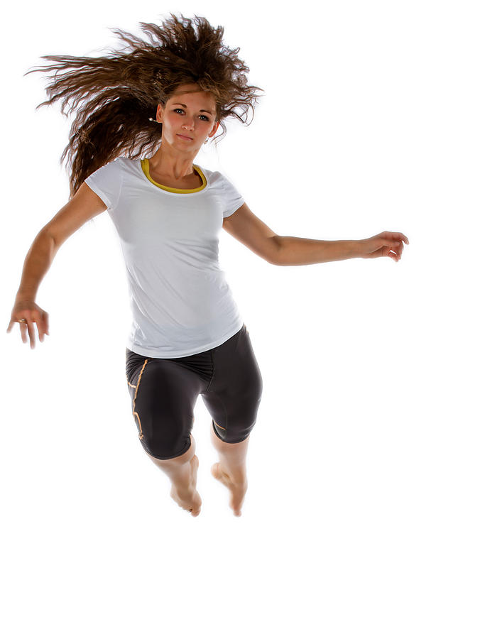 Leaping woman Photograph by Jim Boardman