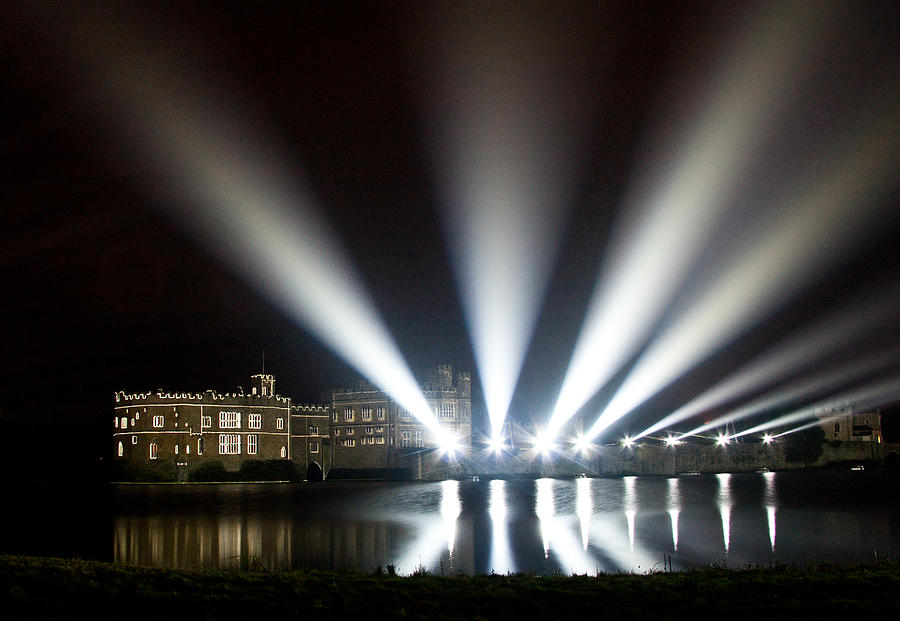 Castle Photograph - Leeds Castle and Laser Lights by Dawn OConnor