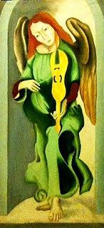 Violin Painting - Left Side Panel Angel - Virgin of the Rocks by Ronald Lee