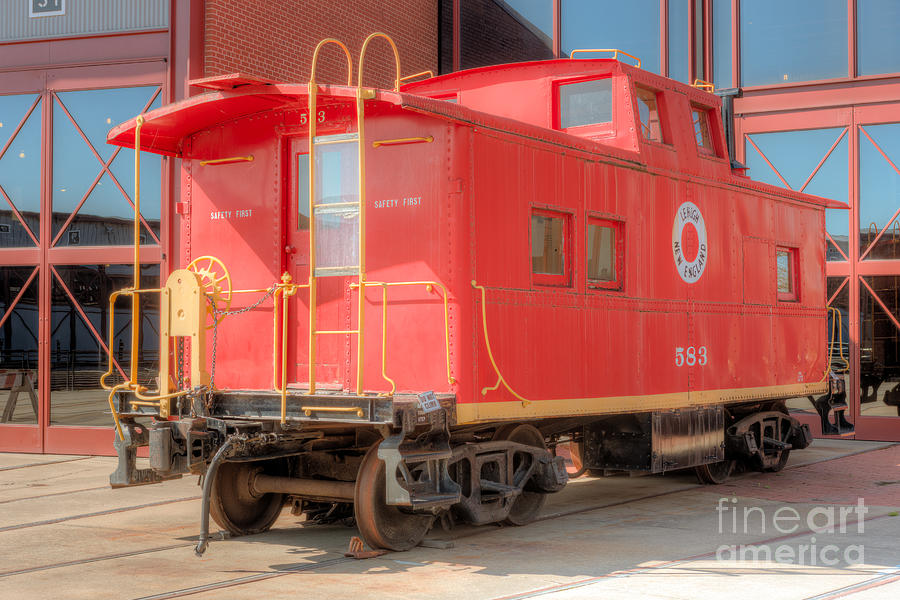 Train Photograph - Lehigh and New England Caboose by Clarence Holmes
