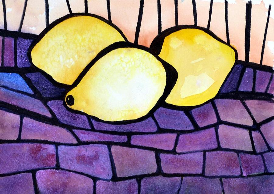 Lemon Trio Painting by Pamela Lee