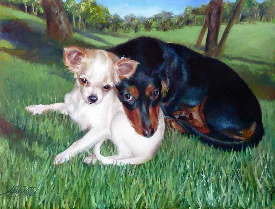 Lena and Peanut Painting by Nancy Tilles
