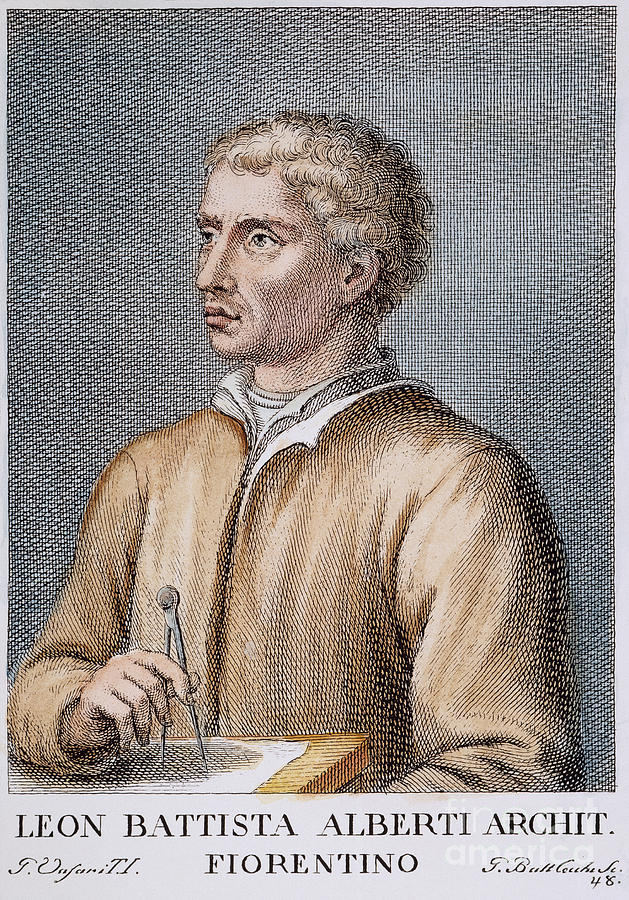 LEONE BATTISTA ALBERTI (1404-1472). Italian mathematician, architect, painter, and writer. Italian copper engraving, 18th century Photograph by Granger
