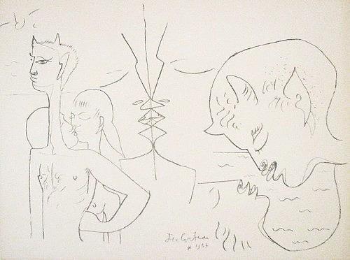 Les Amoureux Drawing by Jean Cocteau 