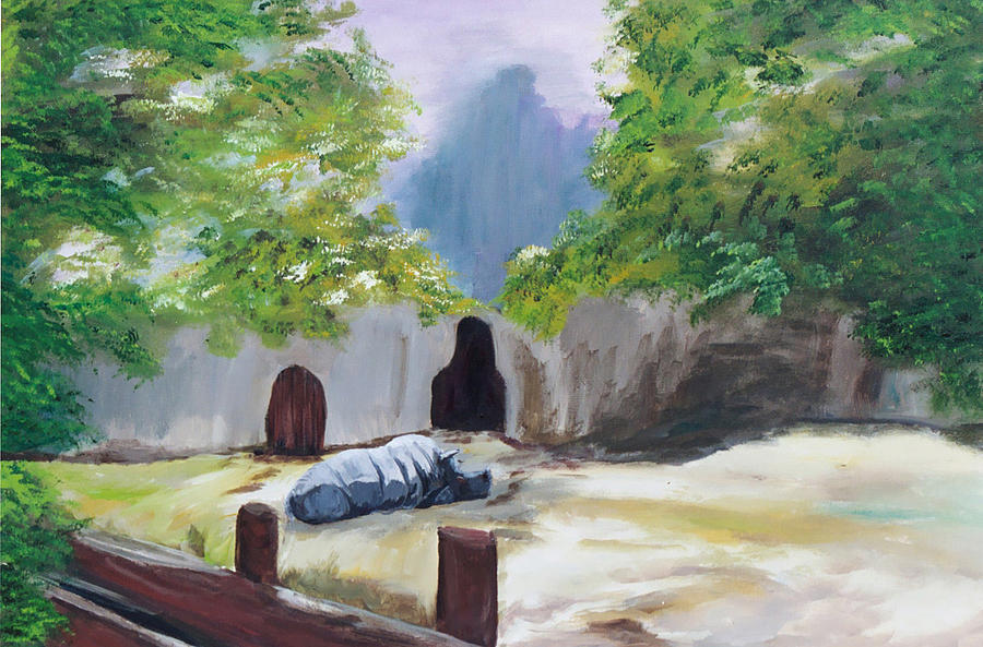 Let Sleeping Rhinos Lie Painting by Gail Daley