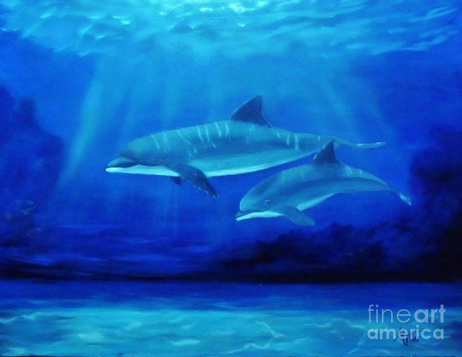 Dolphin Painting - Let The Sun Shine In by Peggy Miller