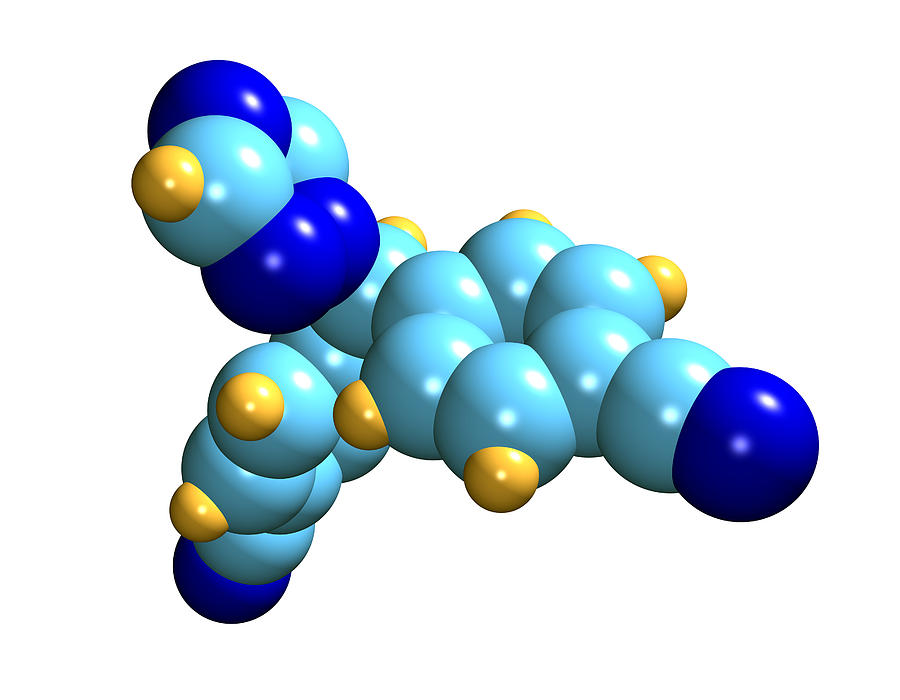 Aromatase Inhibitor Photograph - Letrozole Chemotherapy Drug Molecule by Dr Mark J. Winter
