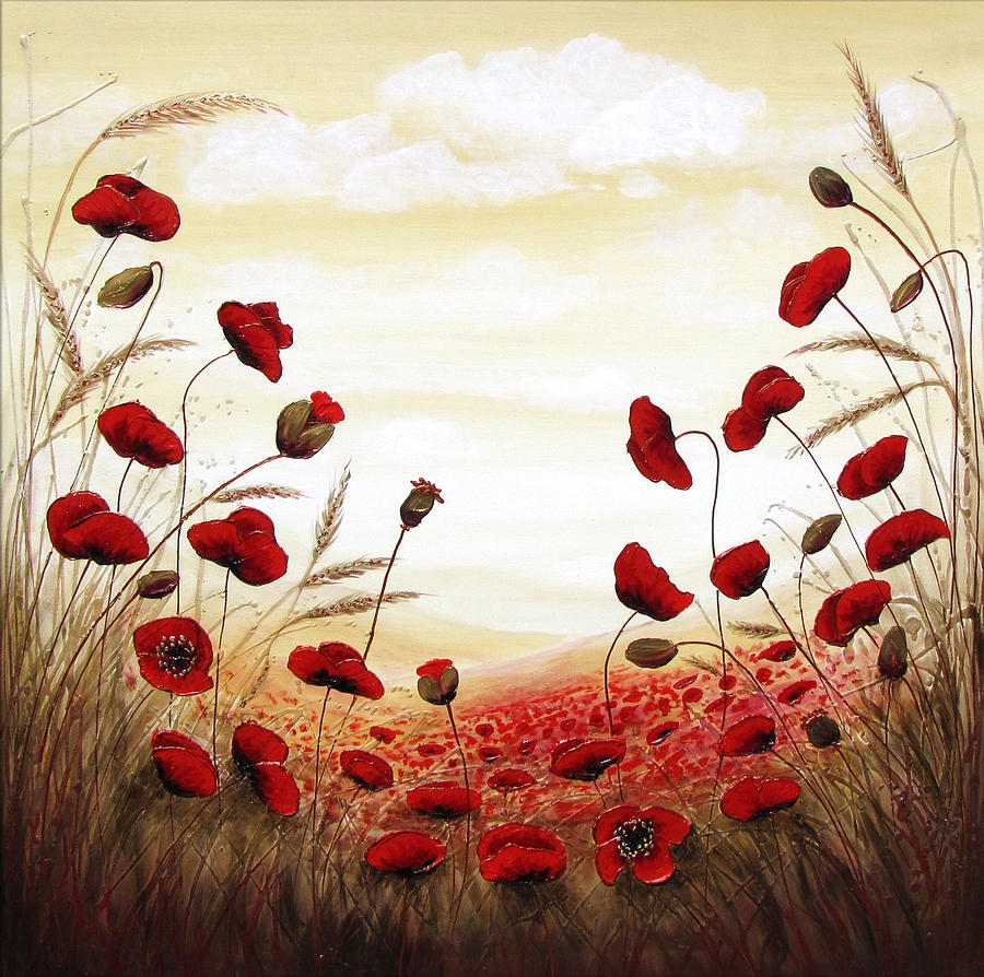 Lets Run Through the Poppy Field Painting by Amanda Dagg