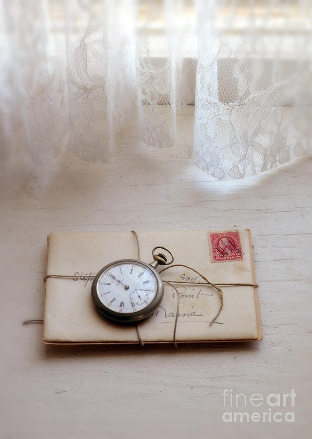Letters and Pocketwatch on Windowsill Photograph by Jill Battaglia