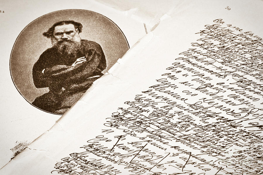 Lev Tolstoy and his handwriting notes Photograph by Yurix Sardinelly