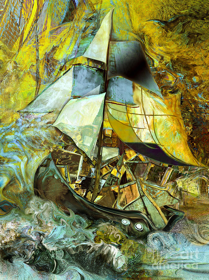 Transportation Painting - Life boat with a large cargo  by Anne Weirich