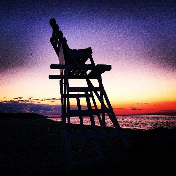 Sunset Photograph - Lifeguard Chair #beach #sunset #sky by Lisa Thomas