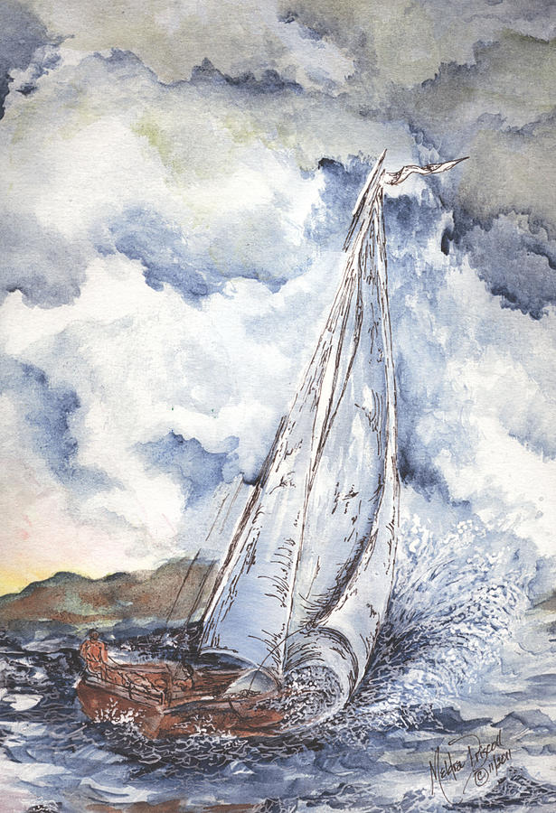Boat Painting - Light After the Storm by Meldra Driscoll