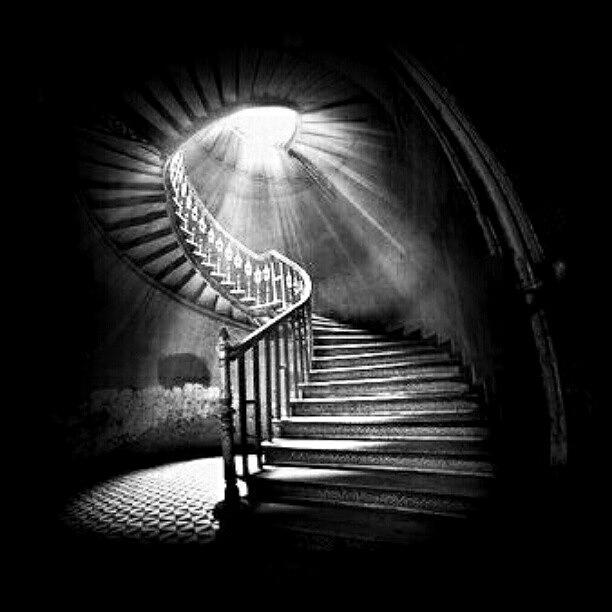 Blackandwhite Photograph - Light At The Top Of The Spiral by Mary Carter