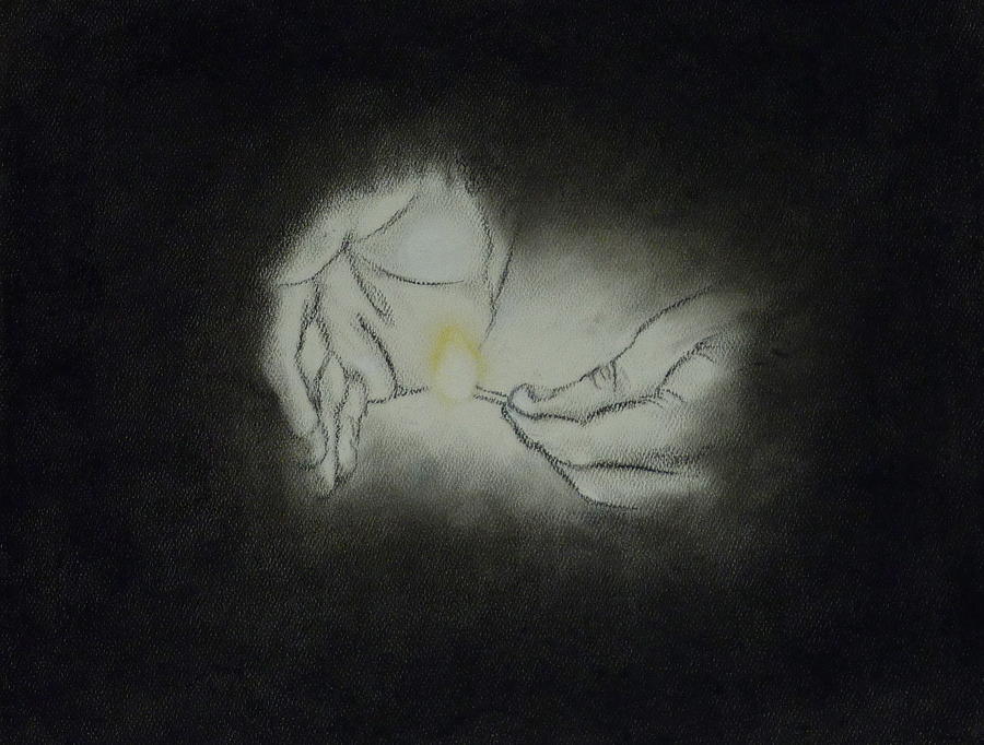 Light Chases Darkness Drawing by Erika Butterfly