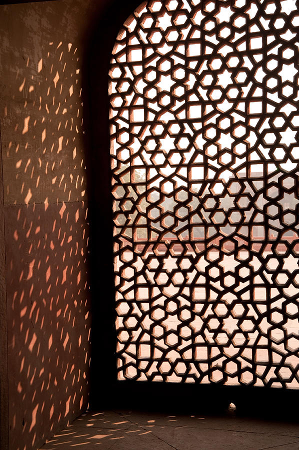 Light coming through the stone lattice at Humayun Tomb Photograph by Ashish Agarwal