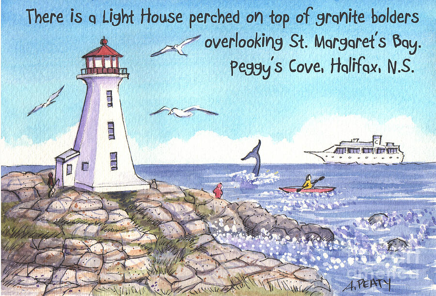 Light House at Peggys Cove Painting by Audrey Peaty