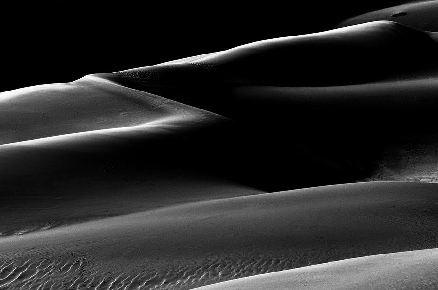 Sand Dunes In Back And White Photograph