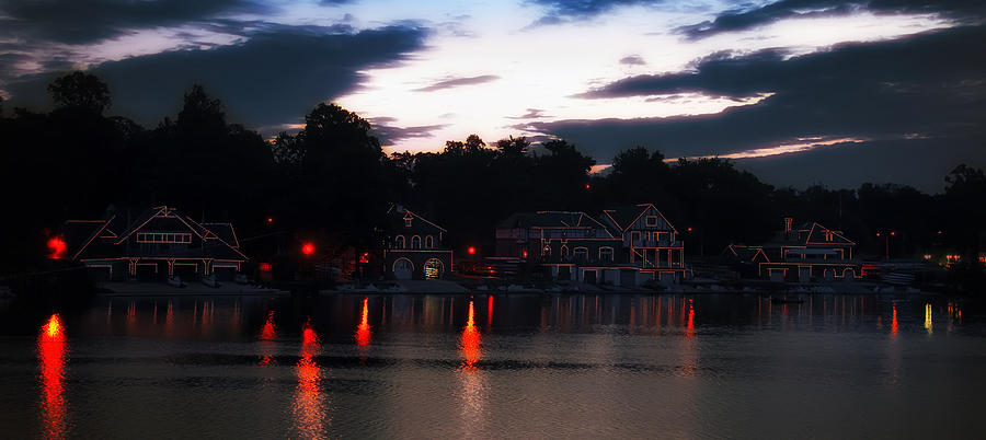 Philadelphia Photograph - Lighted Boathouse Row by Bill Cannon