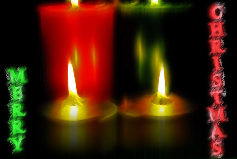 Lighted Christmas Candles Merry Christmas Photograph By Steve Ohlsen